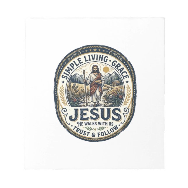 Jesus Tiny House Slow Living Vintage Notepad (Front)