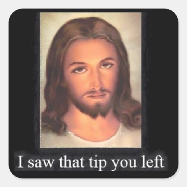 Jesus tips 20% square sticker (Front)
