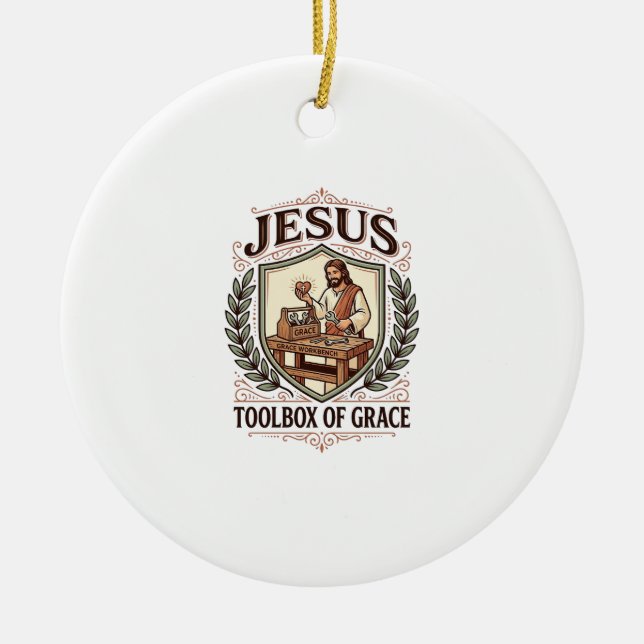 Jesus Toolbox Of Grace Jesus Toolbox Grace Christi Ceramic Ornament (Front)