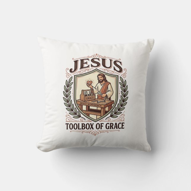 Jesus Toolbox Of Grace Jesus Toolbox Grace Christi Cushion (Front)