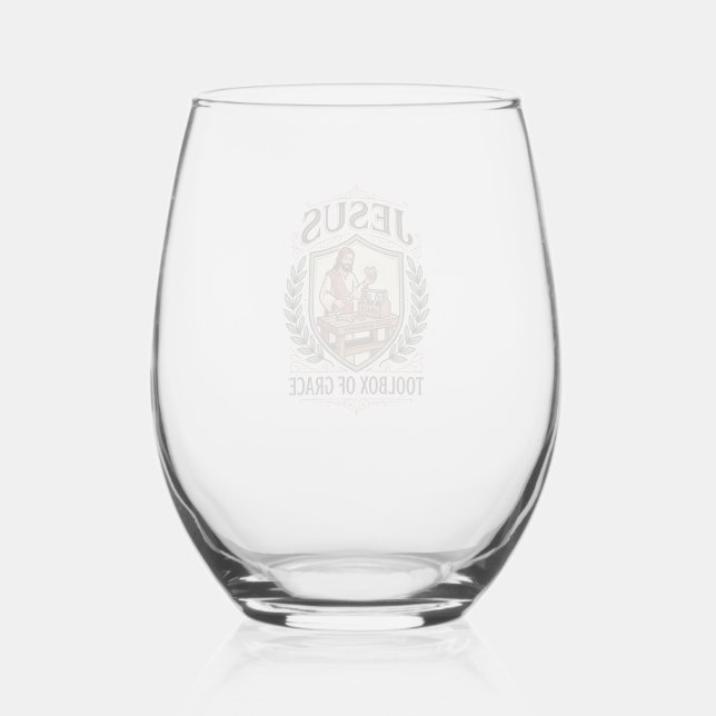 Jesus Toolbox Of Grace Jesus Toolbox Grace Christi Stemless Wine Glass (Front)