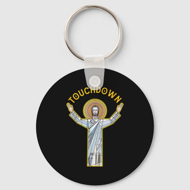 Jesus Touchdown Fun Christian Faith Saying Meme Ch Key Ring (Front)