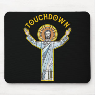 Jesus Touchdown Fun Christian Faith Saying Meme Ch Mouse Pad