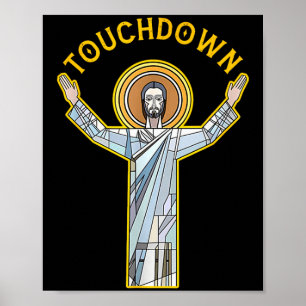 Jesus Touchdown Fun Christian Faith Saying Meme Ch Poster