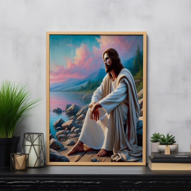 Jesus Tranquil Saviour in Divine Reflection Poster (Creator Uploaded)