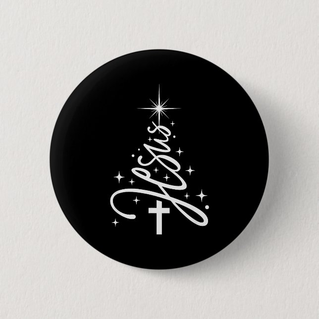Jesus Tree Christian Christmas Faith Snowflakes Cr 6 Cm Round Badge (Front)