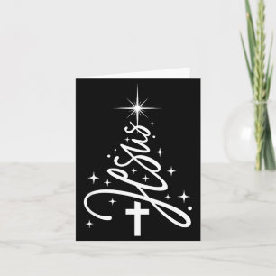 Jesus Tree Christian Christmas Faith Snowflakes Cr Card