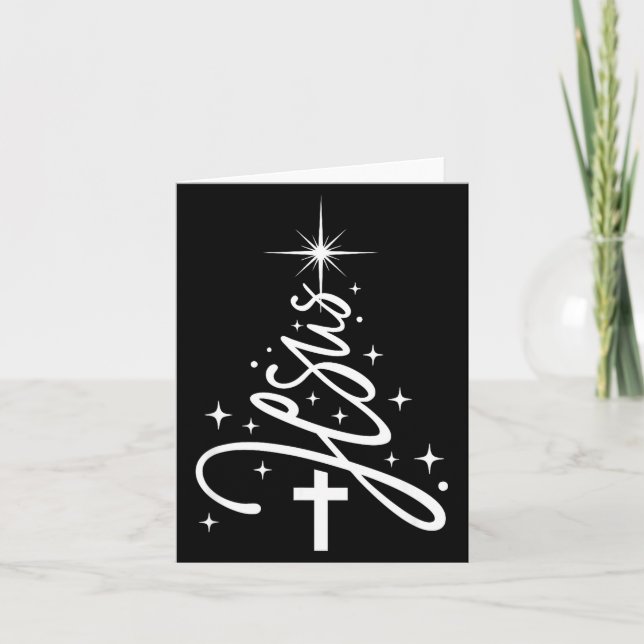 Jesus Tree Christian Christmas Faith Snowflakes Cr Card (Front)