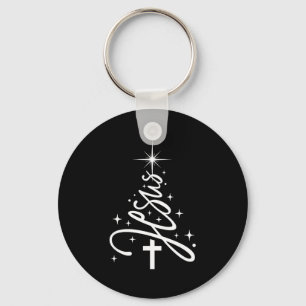 Jesus Tree Christian Christmas Faith Snowflakes Cr Key Ring