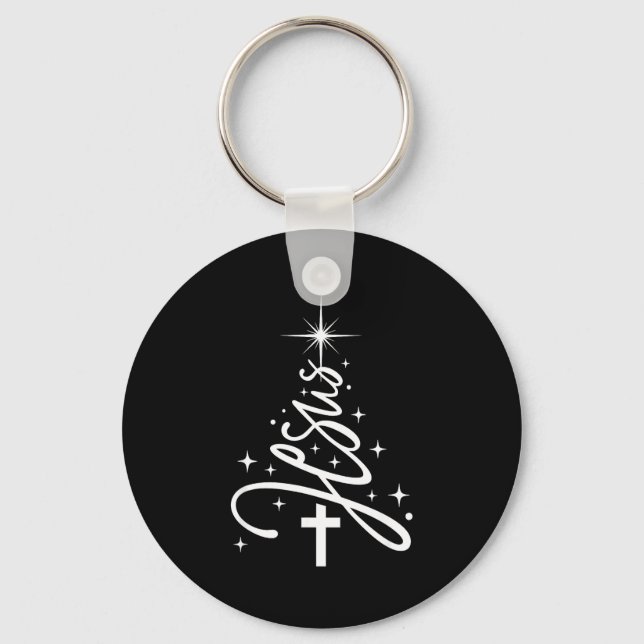 Jesus Tree Christian Christmas Faith Snowflakes Cr Key Ring (Front)