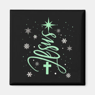 Jesus Tree Christian Christmas Faith Snowflakes Cr Magnet