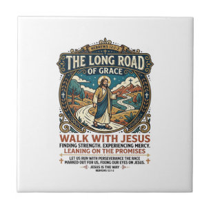 Jesus Trucker Long Haul T-Shirt Inspirational Fait Ceramic Tile