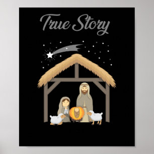 Jesus True Story Christmas Day Xmas Birth of Poster