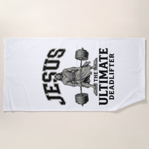 Jesus Ultimate Deadlifter Vintage Gym Shirt Design Beach Towel