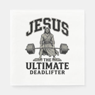 Jesus Ultimate Deadlifter Vintage Gym Shirt Design Napkin