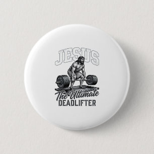 Jesus Ultimate Deadlifter Vintage Vector Shirt Des 6 Cm Round Badge