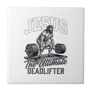 Jesus Ultimate Deadlifter Vintage Vector Shirt Des Ceramic Tile