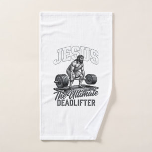 Jesus Ultimate Deadlifter Vintage Vector Shirt Des Hand Towel