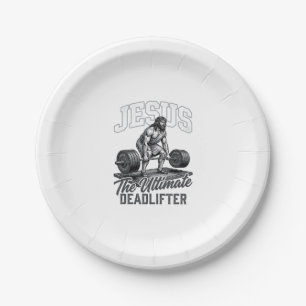 Jesus Ultimate Deadlifter Vintage Vector Shirt Des Paper Plate