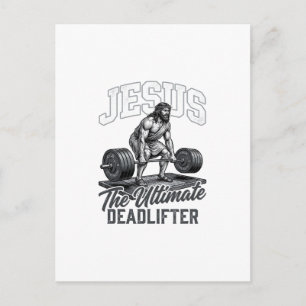 Jesus Ultimate Deadlifter Vintage Vector Shirt Des Postcard