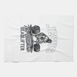 Jesus Ultimate Deadlifter Vintage Vector Shirt Des Tea Towel