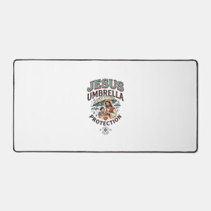 Jesus Umbrella Protection Jesus Umbrella Protectio Desk Mat