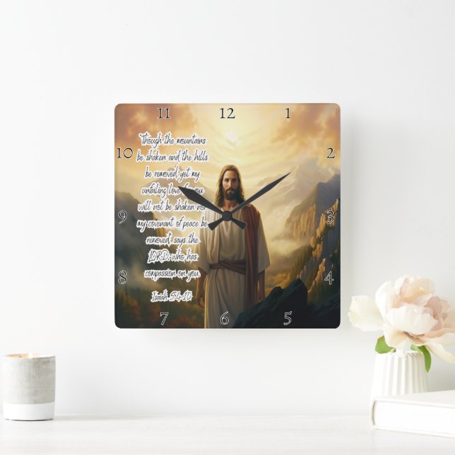 Jesus: Unfailing Love, Covenant, Peace Square Wall Clock (Home)