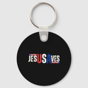 Jesus Usa Saves Patriotic Christian Aamerican Flag Key Ring