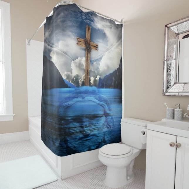 Jesus Valley chained cross Shower Curtain (In Situ)