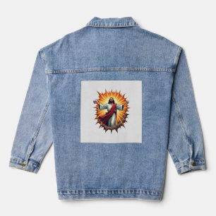 Jesus Victory Burst Vintage Engraving Shirt Denim Jacket