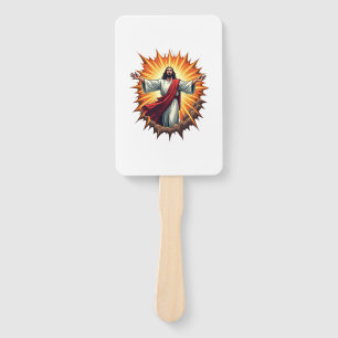 Jesus Victory Burst Vintage Engraving Shirt Hand Fan