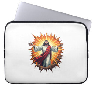 Jesus Victory Burst Vintage Engraving Shirt Laptop Sleeve