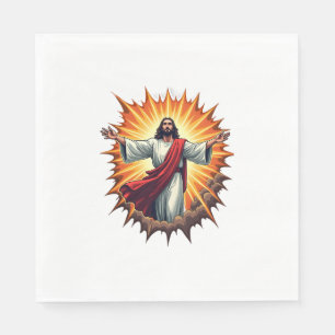 Jesus Victory Burst Vintage Engraving Shirt Napkin