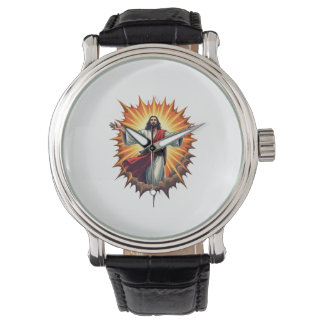 Jesus Victory Burst Vintage Engraving Shirt Watch