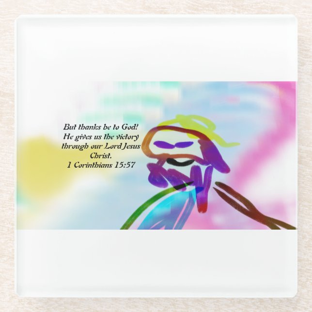 Jesus  victory glass coaster (Front)
