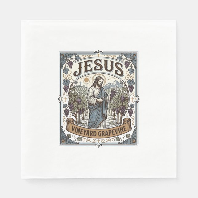 Jesus Vineyard Grapevine Jesus Vineyard Grapevine  Napkin (Front)