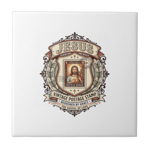 Jesus Vintage Postage Stamp Jesus Vintage Postage Ceramic Tile