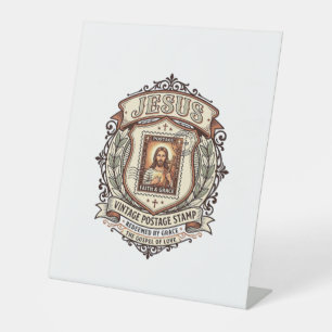 Jesus Vintage Postage Stamp Jesus Vintage Postage Pedestal Sign