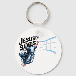 Jesus Volleyball Saves Funny Christian Faith   Key Ring