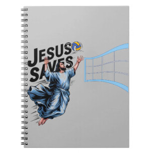 Jesus Volleyball Saves Funny Christian Faith Notebook