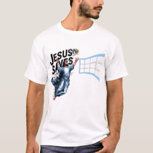 Jesus Volleyball Saves Funny Christian Faith   T-Shirt