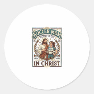 Jesus Volleyball Softball Soccer Vintage Shirt Chr Classic Round Sticker