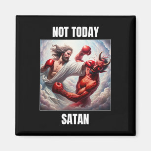 Jesus Vs Satan In A Boxing Match - Not Today Satan Magnet