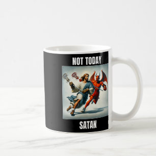 Jesus Vs Satan Playing Lacrosse - Not Today Satan Coffee Mug