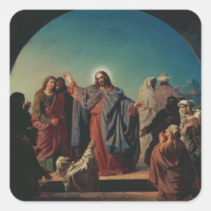 Jesus Wakes Lazarus by Robert Wilhelm Ekman  Square Sticker
