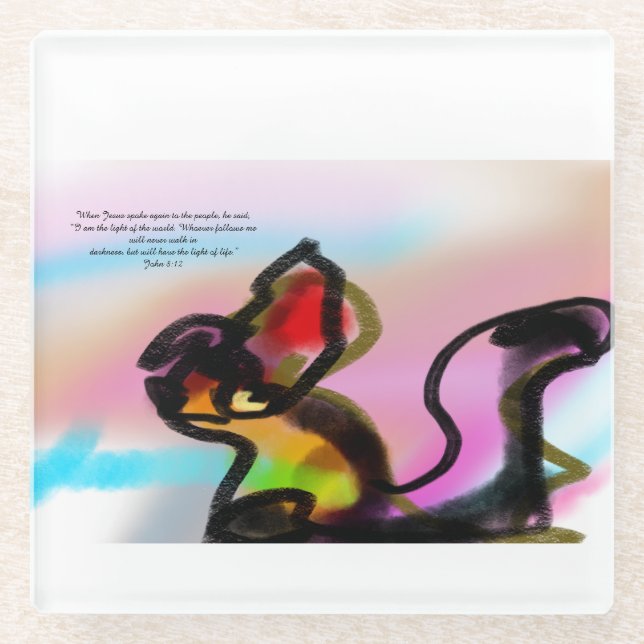 jesus walking glass coaster (Front)