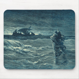 Jesus Walking on the Sea   Bible Mouse Pad
