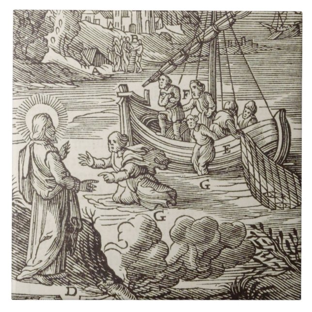 Jesus walking on water ceramic tile (Front)