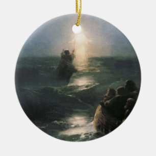 Jesus Walking on Water, Ivan Aivazovsky Painting Ceramic Tree Decoration
