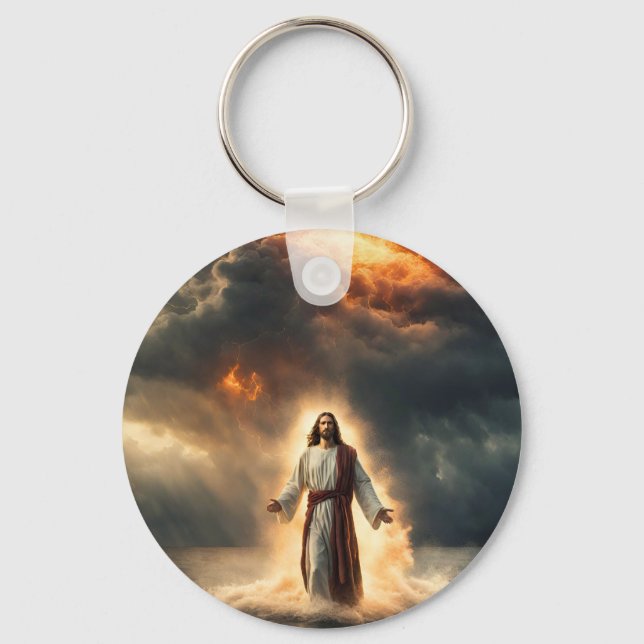 Jesus Walking on Water Key Ring (Front)